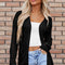 Black Solid Open Knit Cardigan