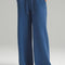 Sail Blue Drawstring High Waist Wide Leg Pocketed Sweatpants