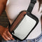 White Leather Colorblock Zipped Removable Clip Crossbody Bag