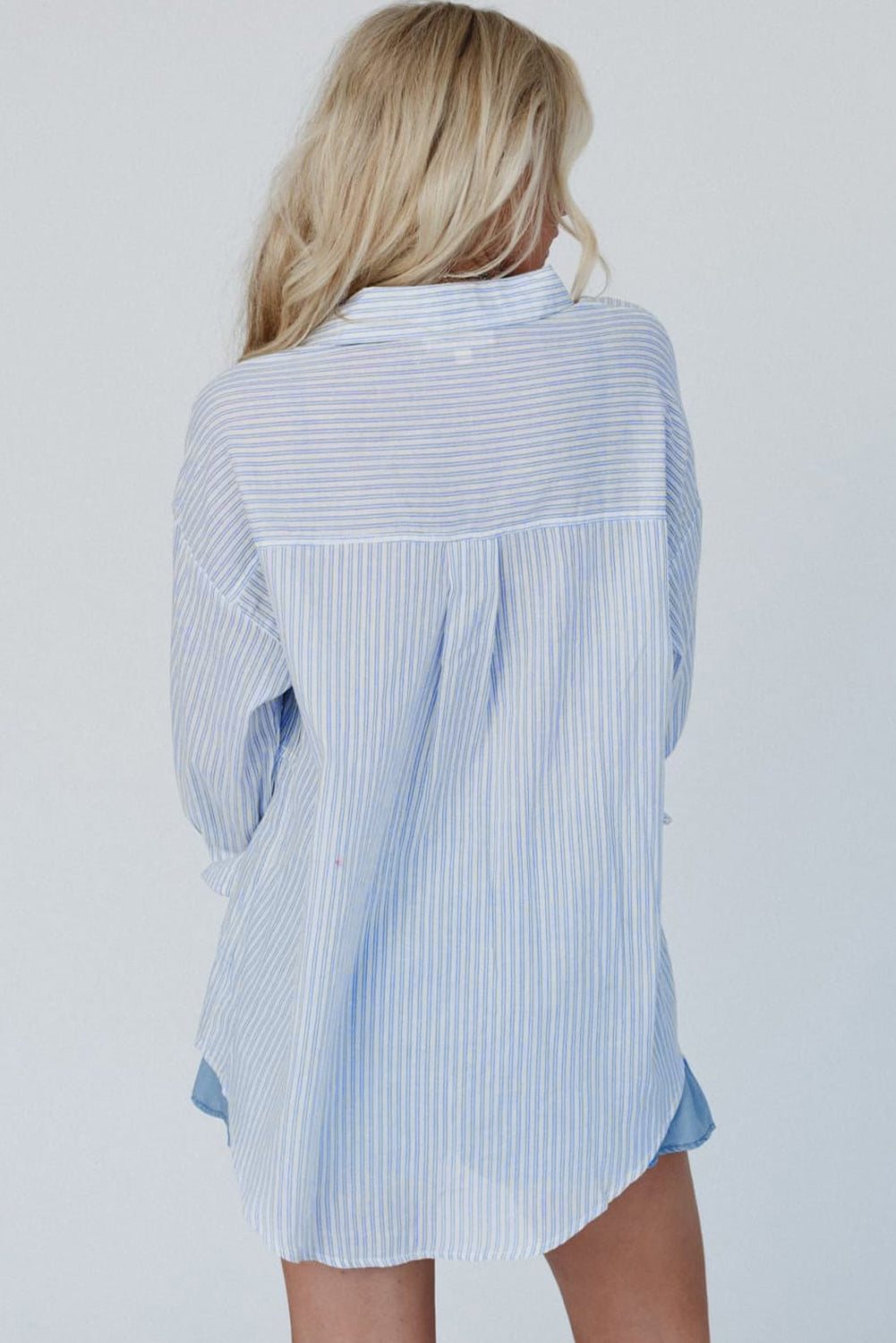 Sky Blue Stripe Striped Buttoned up Long Sleeve Shirt