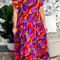 Multicolour Plus Abstract Print Ruffled Mock Neck Tiered Maxi Dress