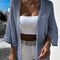 Sky Blue Hollow-out Bracelet Sleeve Knit Cardigan