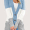 Blue Front Pocket and Buttons Closure Cardigan