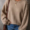 Smoke Gray Pearled Drop Shoulder Round Neck Sweater