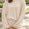 Parchment Corded Knit Long Sleeve Top and High Waist Shorts Set