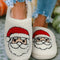 White Christmas Santa Clause Graphic Plush Slippers