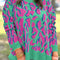 Green Abstract Print Ribbed Trim Baggy Sweater