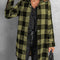 Green Turn-down Collar Plaid Shirt Coat