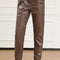 Brown Leather Tie Waist Jogger Pants