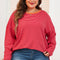 Orange Stripe Plus Size Drop Shoulder Long Sleeve Buttoned Decor Top