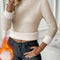 Apricot Thermal Lined Ribbed Knit Mock Neck Sweater