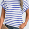 Sky Blue Stripe Knitted Bat Sleeve T Shirt