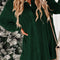 Blackish Green Velvet Button Front Shirt Mini Dress