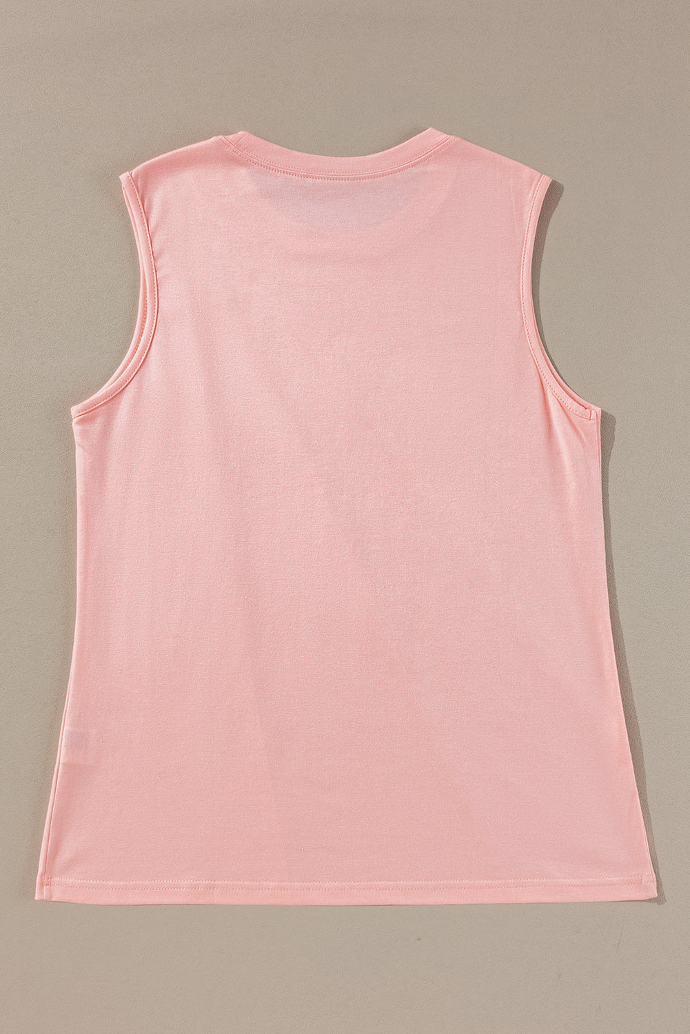 Light Pink Crew Neck Pleated Tank Top