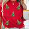 Red Sequined Christmas Tree Graphic Crewneck T Shirt