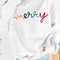 White MERRY Graphic Pullover Sweatshirt