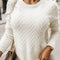 White Textured Knit Button Decor Pullover Sweater