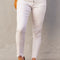 White Plain High Waist Buttons Frayed Cropped Denim Jeans