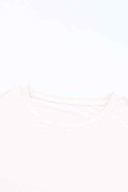 White Casual Plain Crew Neck Tee