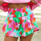 Green Abstract Print Smock Waist Casual Shorts