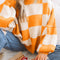 Orange Checkered Bishop Sleeve Sweater