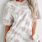 White Tie-dye Round Neck Short Sleeve Top