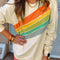 Apricot Rainbow Colorblock Striped Pullover Sweatshirt