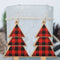 Red Plaid Christmas Tree Wooden Pendant Earrings