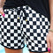 Black Checkered Drawstring Elastic Waist Casual Shorts