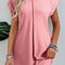 Rose Pink Center Seam Rolled Cuffs T-shirt Dress