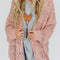 Pink Casual Hollowed Knit Dolman Sleeve Cardigan