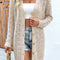 Parchment Hollow Out Buttons Front Long Cardigan