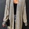 Apricot Plaid Knitted Long Open Front Cardigan