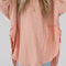 Crinkle Splicing Raw Hem High Low Oversized Blouse