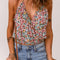 Multicolor Wrapped V Neck Floral Tank Crop Top