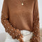 Chestnut Beaded Drop Shoulder Round Neck Sweater