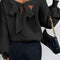 Black Lantern Sleeve V Neck Knot Back Sweater