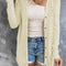 Beige Solid Color Open-Front Buttons Cardigan