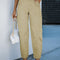 Khaki Solid High Waist Casual Pants