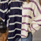 Blue Stripe Colorblock Oversized Sweater