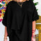 Black Waffle Knit Oversize Tee and Shorts Set