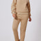 Parchment Solid Half Button Sweatshirt and High Waist Sweatpants Set