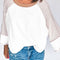 White Striped Bracelet Sleeve Raglan Patchwork Top