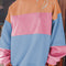 Sky Blue Colorblock Patchwork Drop Shoulder Sweatshirt