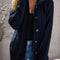 Navy Blue Long Sleeve Button-up Hooded Cardigans