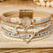 Beige Bohemian Heart Rhinestone Magnetic Buckle Bracelet