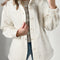 White Solid Color Quilted Sherpa Patchwork Button Up Shacket