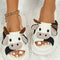 White Cute Cow Pattern Open Toe Slippers