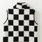 Black Checkered Sherpa Collared Jacket Vest