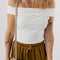 White Folded Off Shoulder Slim Top